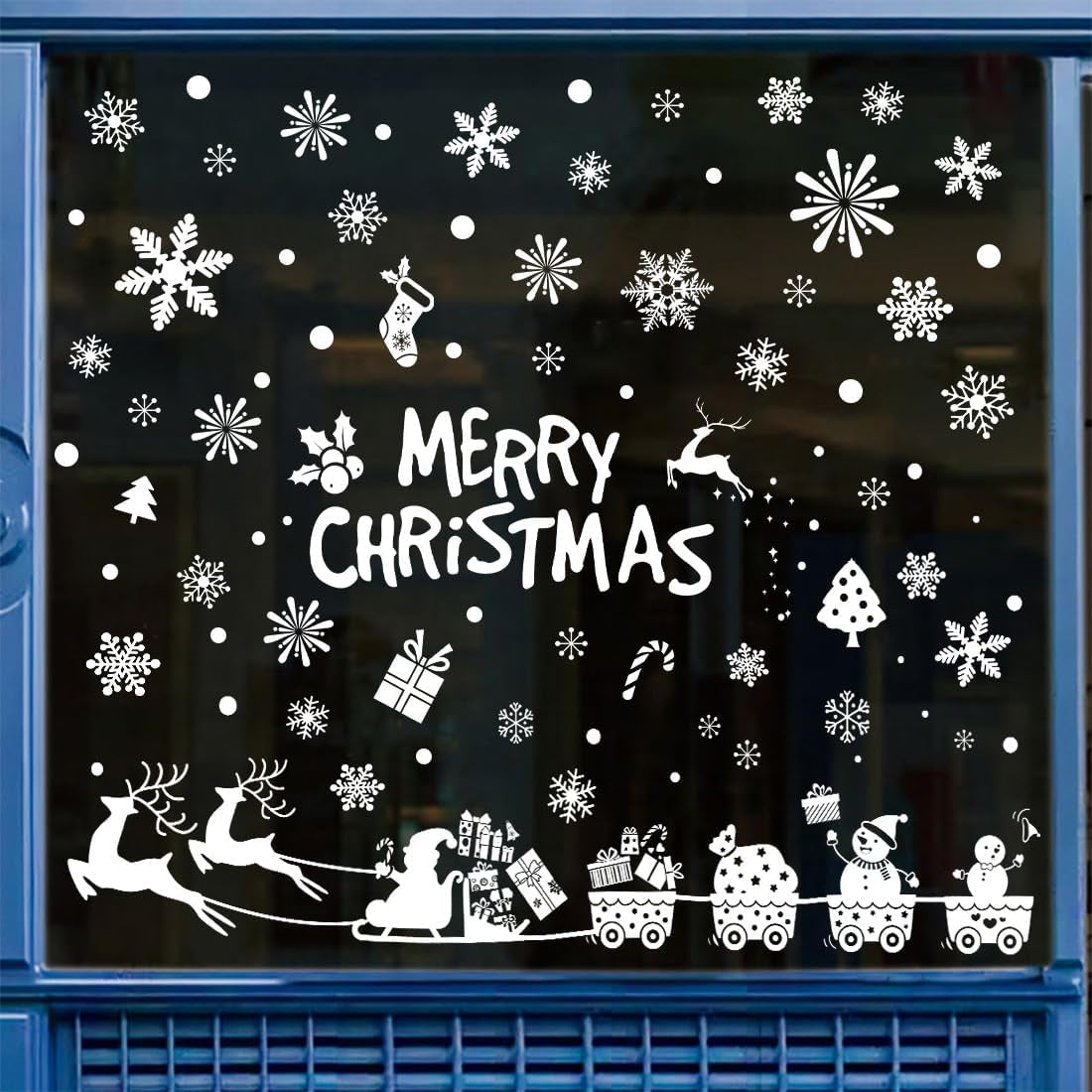 188 PCS Christmas Snowflake Window Clings Stickers for Glass Xmas Decorations