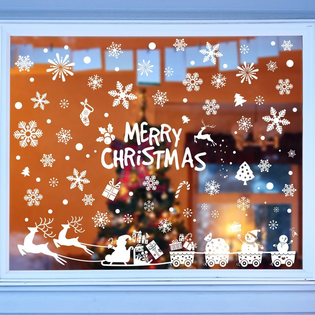 188 PCS Christmas Snowflake Window Clings Stickers for Glass Xmas Decorations