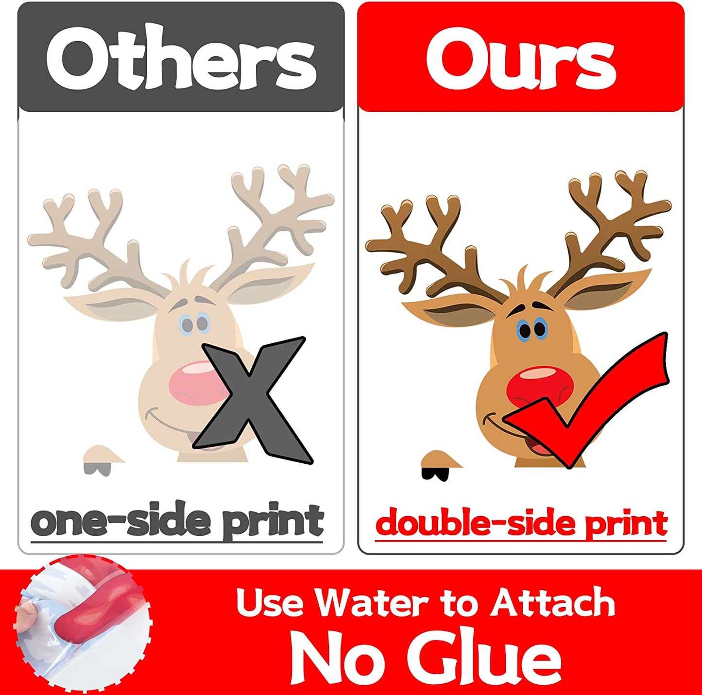 Christmas Decorations - Window Stickers – Cute Reusable for Home, Office & Classroom