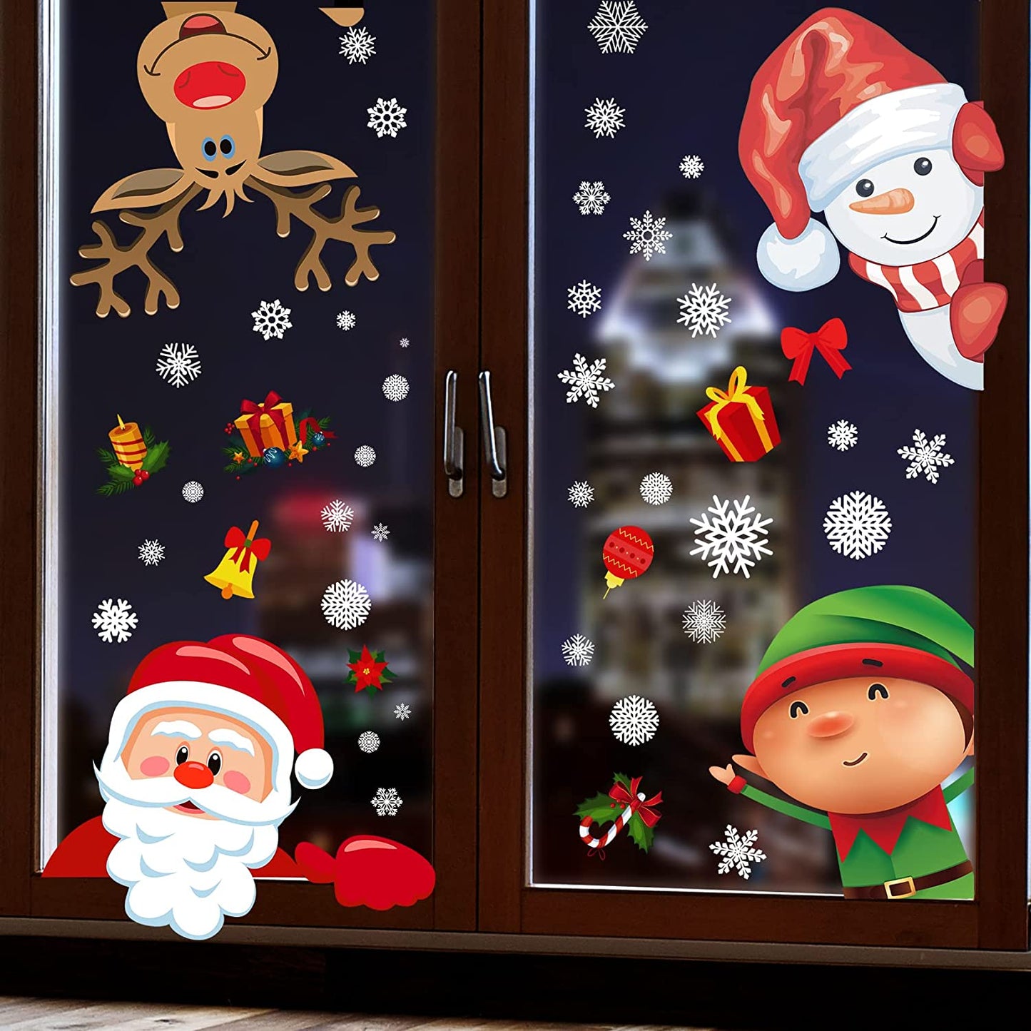 Christmas Decorations - Window Stickers – Cute Reusable for Home, Office & Classroom