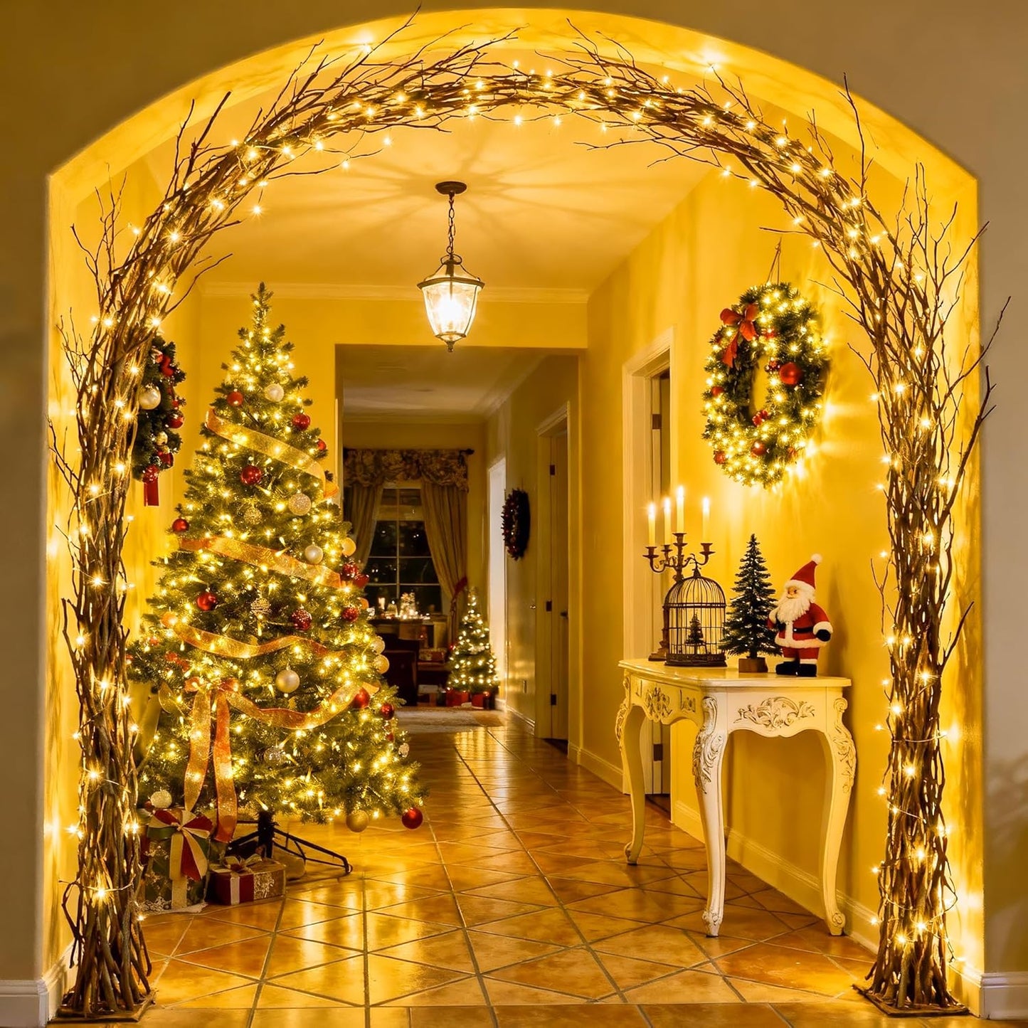 168FT 600 LED Christmas Lights Outdoor Waterproof 8 Modes Warm White Christmas Tree Lights Plug in String Fairy Lights for outside Indoor for Bedroom Wedding Party Holiday Xmas Decorations