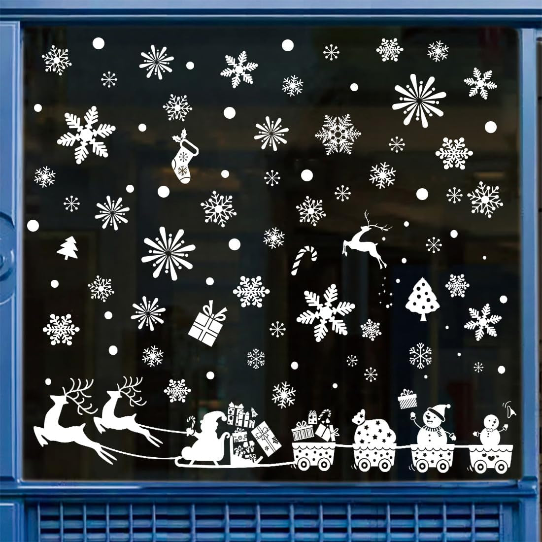 188 PCS Christmas Snowflake Window Clings Stickers for Glass Xmas Decorations