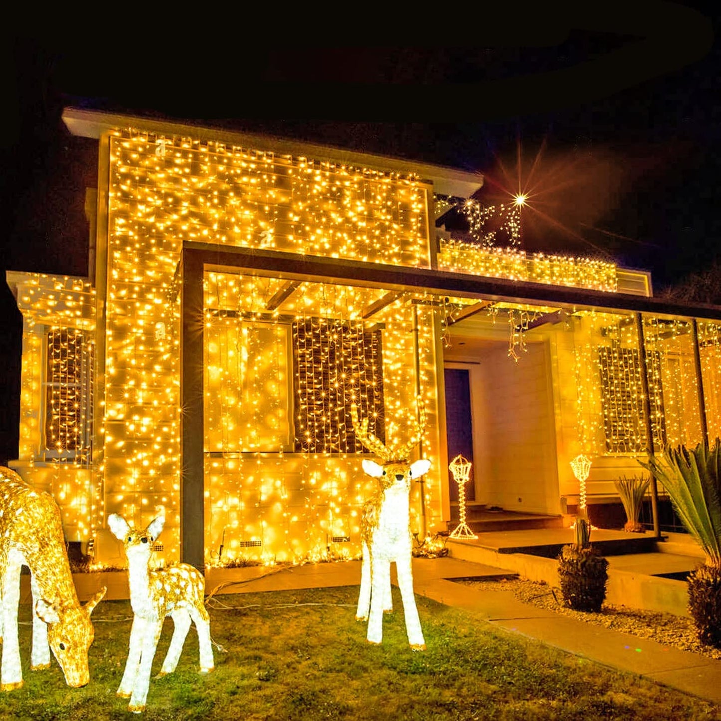 168FT 600 LED Christmas Lights Outdoor Waterproof 8 Modes Warm White Christmas Tree Lights Plug in String Fairy Lights for outside Indoor for Bedroom Wedding Party Holiday Xmas Decorations