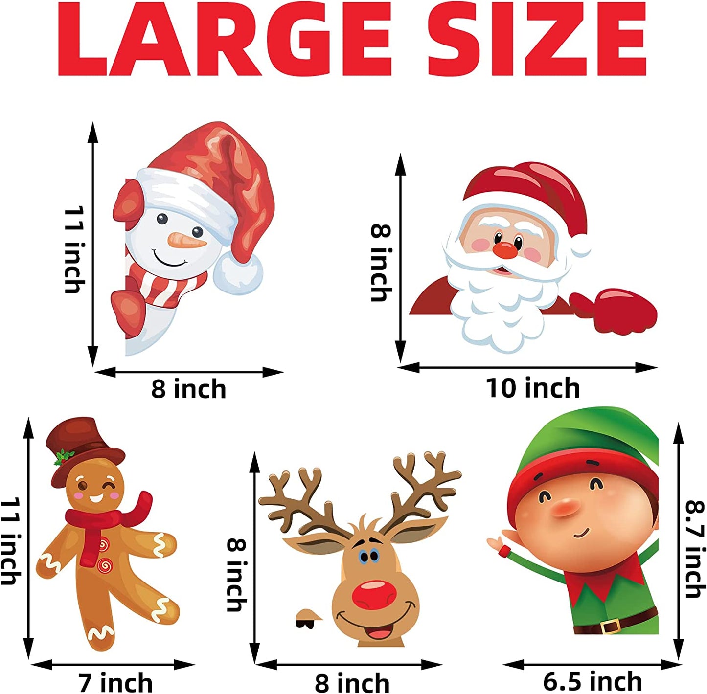 Christmas Decorations - Window Stickers – Cute Reusable for Home, Office & Classroom
