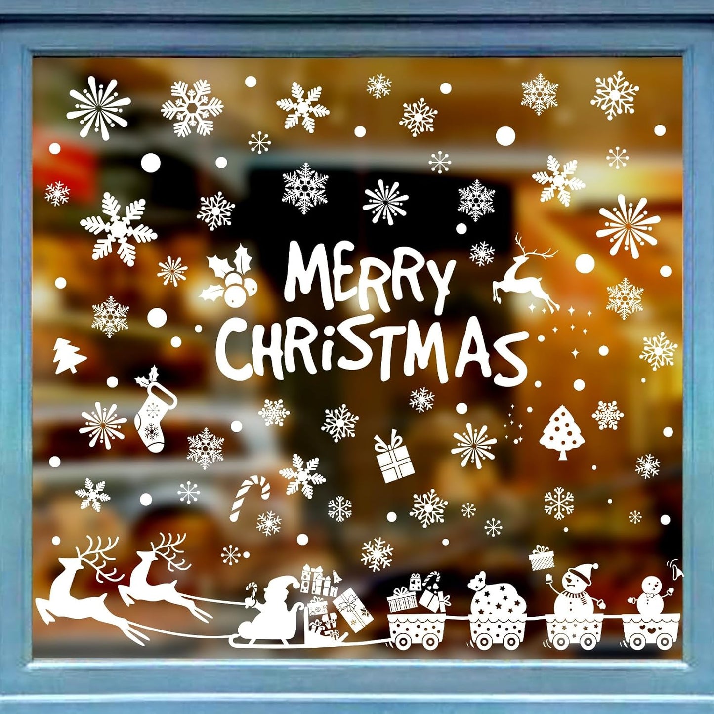 188 PCS Christmas Snowflake Window Clings Stickers for Glass Xmas Decorations