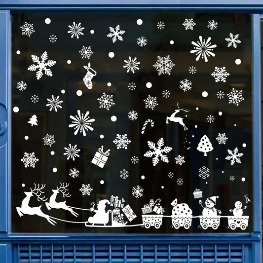 188 PCS Christmas Snowflake Window Clings Stickers for Glass Xmas Decorations