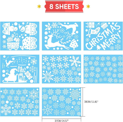 188 PCS Christmas Snowflake Window Clings Stickers for Glass Xmas Decorations